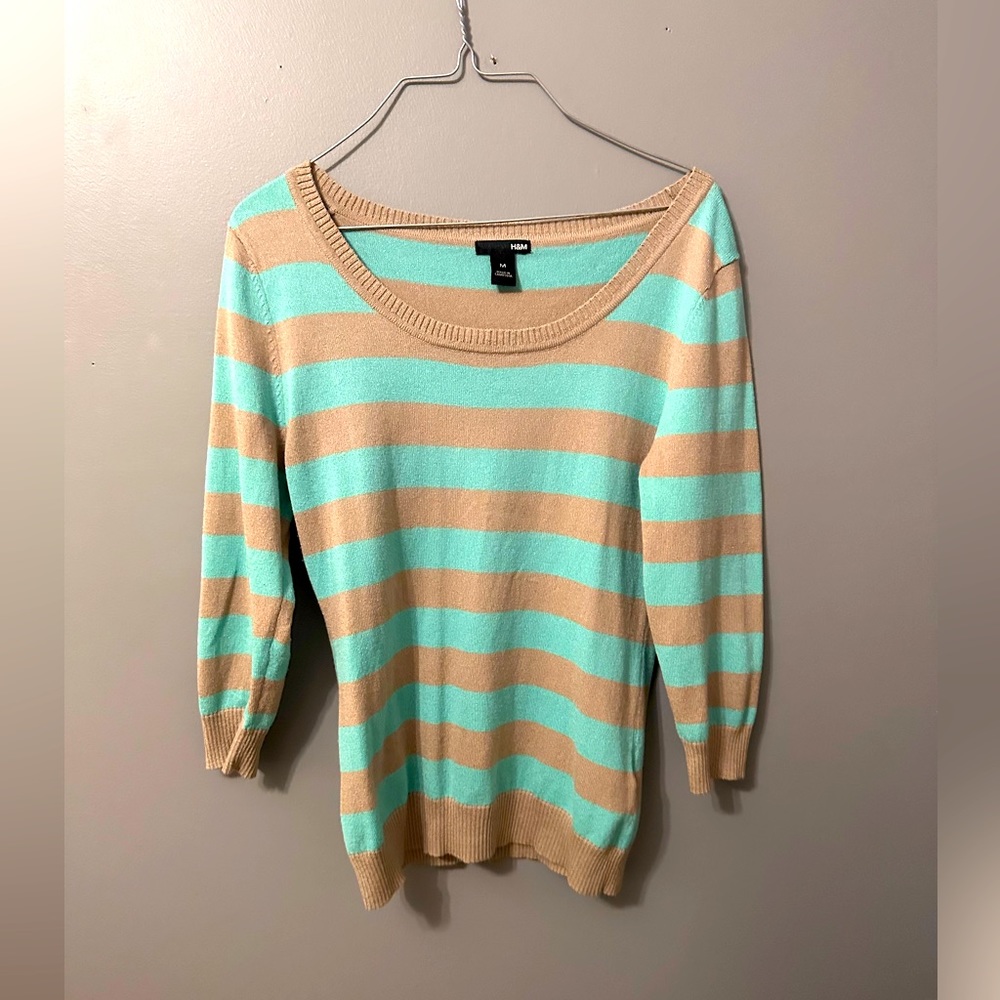 3/4 length striped sweater